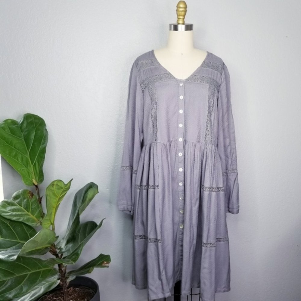 April Cornell Gray Long Sleeve Dress